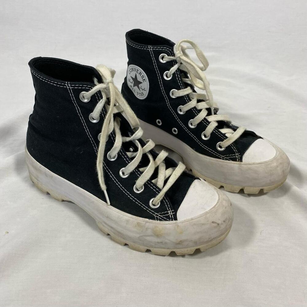 Converse black and‎ white platform sneakers size 7